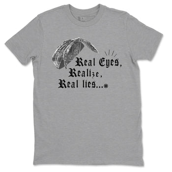 12s Black Wolf Grey shirts to match jordans Real Eyes Realize Real Lies sneaker match tees Air Jordan 12 Barons SNRT Sneaker Release Tees unisex cotton Heather Grey 2 crew neck shirts
