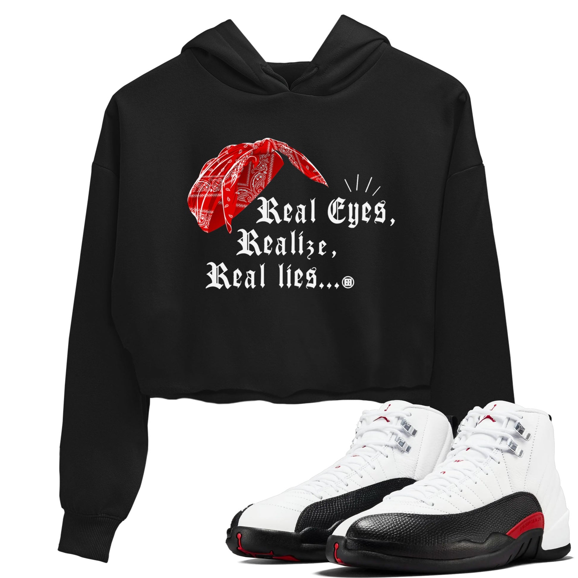 12s Taxi Flip shirt to match jordans Real Eyes Realize Real Lies sneaker tees Air Jordan 12 Taxi Flip SNRT Sneaker Release Tees Black 1 crop length shirt