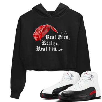 12s Taxi Flip shirt to match jordans Real Eyes Realize Real Lies sneaker tees Air Jordan 12 Taxi Flip SNRT Sneaker Release Tees Black 1 crop length shirt