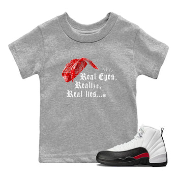 12s Taxi Flip shirt to match jordans Real Eyes Realize Real Lies sneaker tees Air Jordan 12 Taxi Flip SNRT sneaker release tees baby toddler Heather Grey 1 cotton Shirt