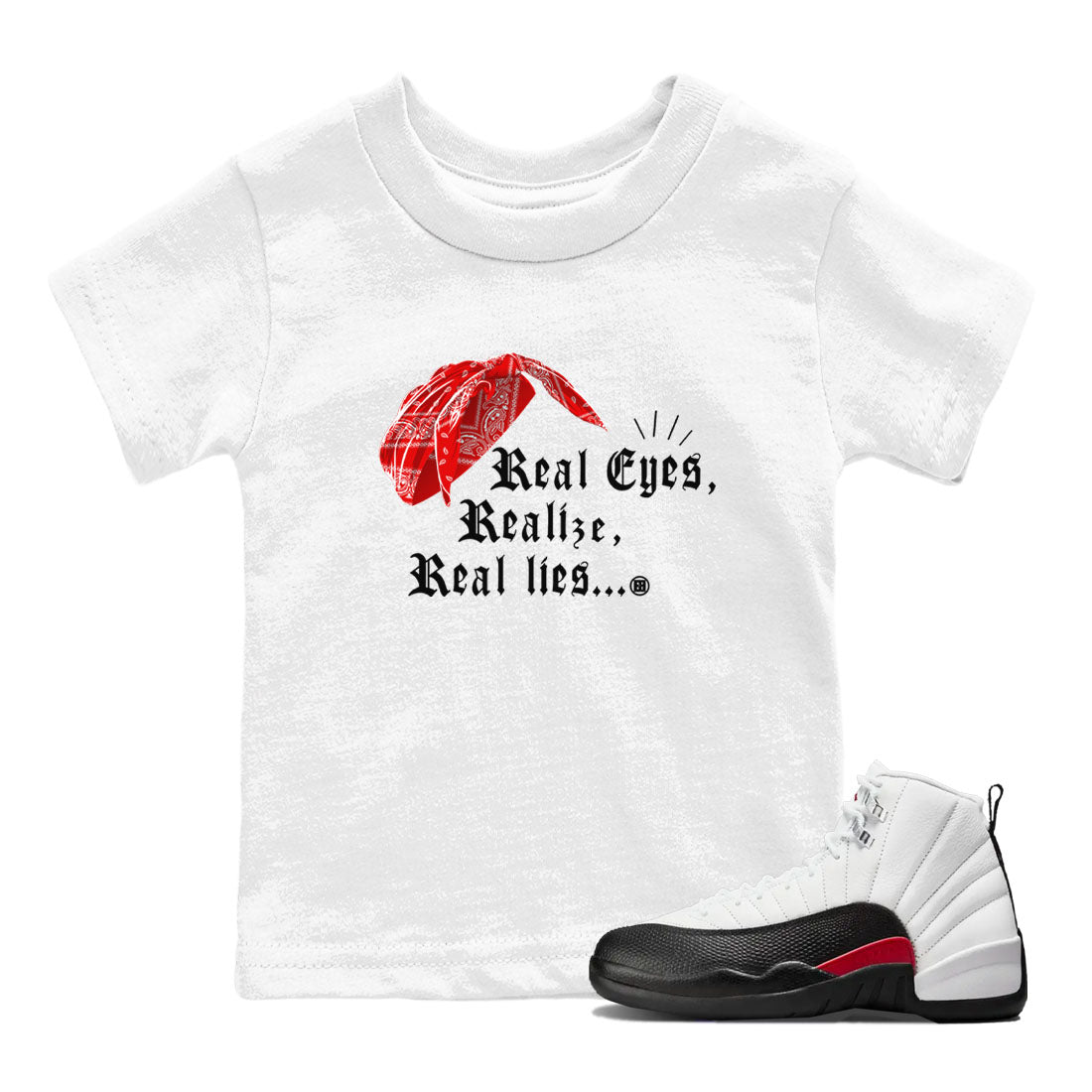 12s Taxi Flip shirt to match jordans Real Eyes Realize Real Lies sneaker tees Air Jordan 12 Taxi Flip SNRT sneaker release tees baby toddler White 1 cotton Shirt
