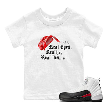 12s Taxi Flip shirt to match jordans Real Eyes Realize Real Lies sneaker tees Air Jordan 12 Taxi Flip SNRT sneaker release tees baby toddler White 1 cotton Shirt