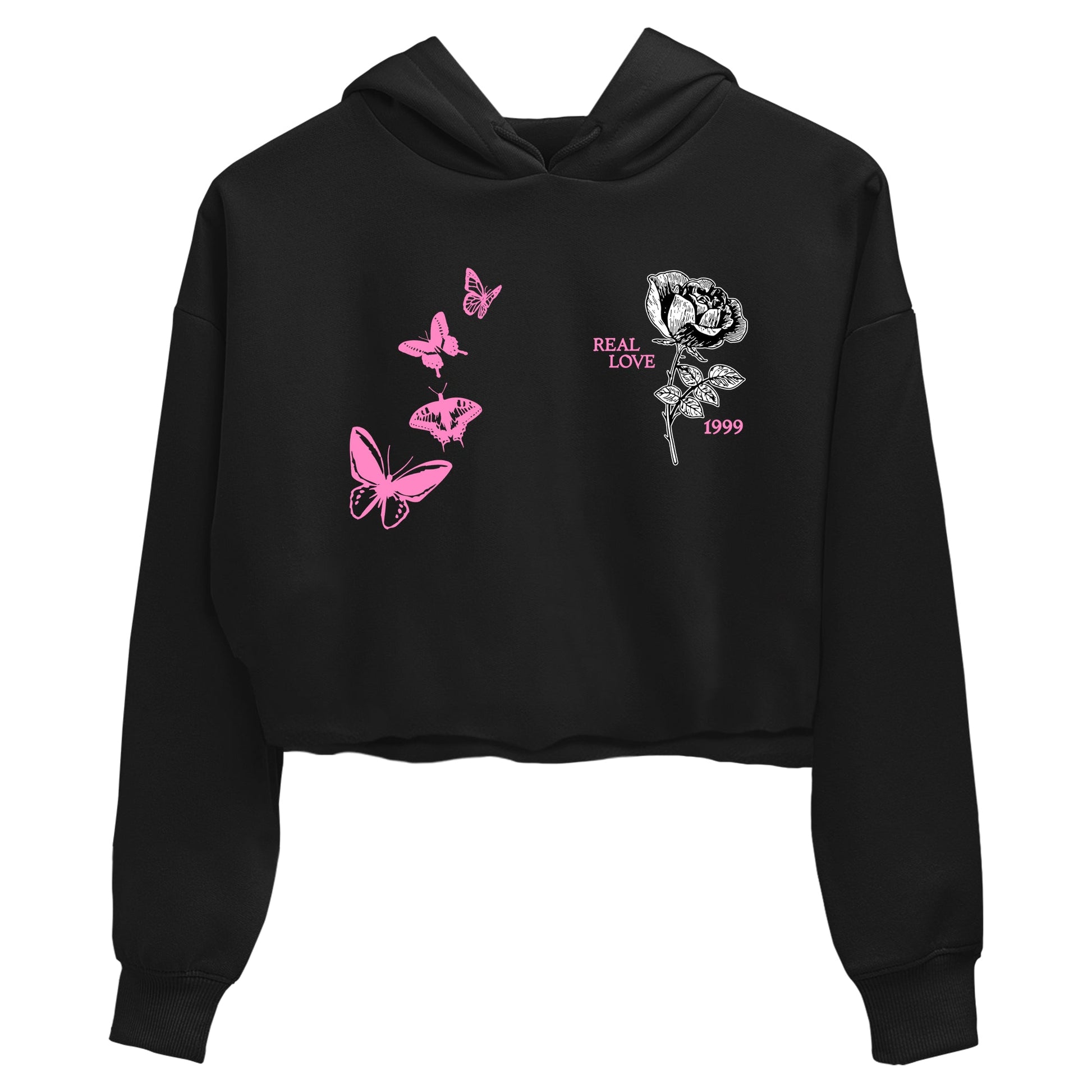 Sneaker match tees – Sneaker Tees To Match Air Jordan 4 Pink Thunder Shoes – Real Love Crop T-Shirt Black 2