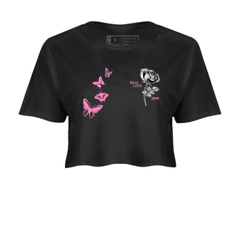 Sneaker match tees – Sneaker Tees To Match Air Jordan 4 Pink Thunder Shoes – Real Love Crop T-Shirt Black 2