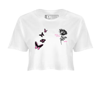 Sneaker match tees – Sneaker Tees To Match Air Jordan 4 Pink Thunder Shoes – Real Love Crop T-Shirt White 2