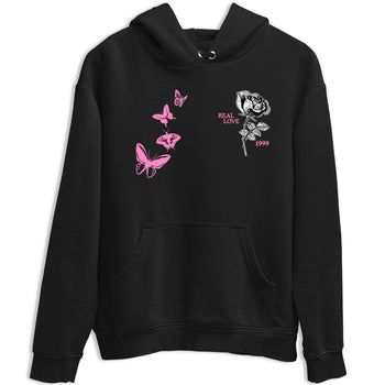 Sneaker match tees – Sneaker Tees To Match Air Jordan 4 Pink Thunder Shoes – Real Love Tee Black 2