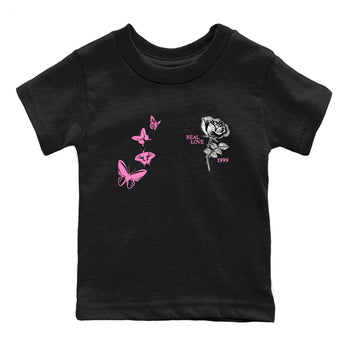 Sneaker match tees – Sneaker Tees To Match Air Jordan 4 Pink Thunder Shoes – Real Love Kids T-Shirt Black 2