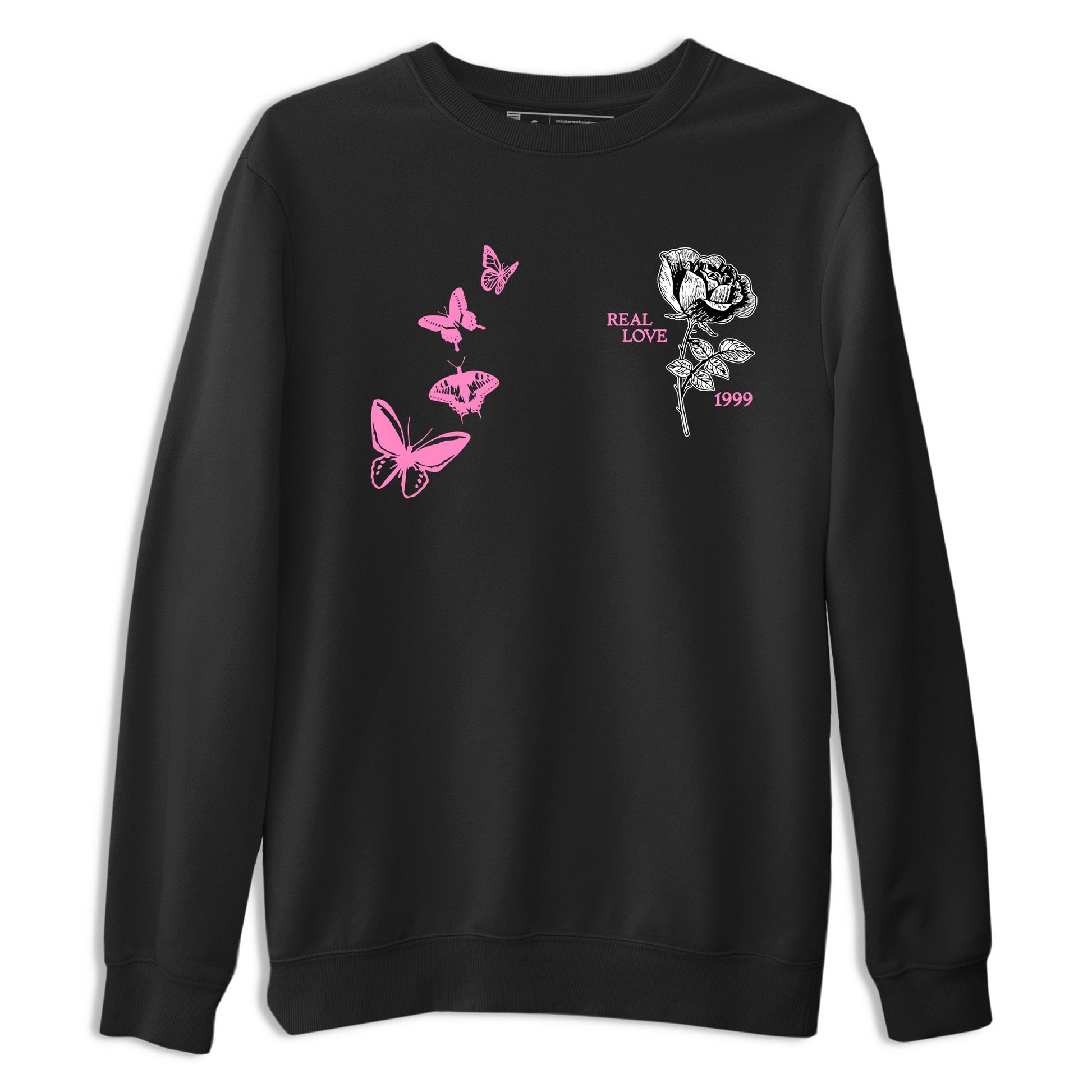 Sneaker match tees – Sneaker Tees To Match Air Jordan 4 Pink Thunder Shoes – Real Love Tee Black 2