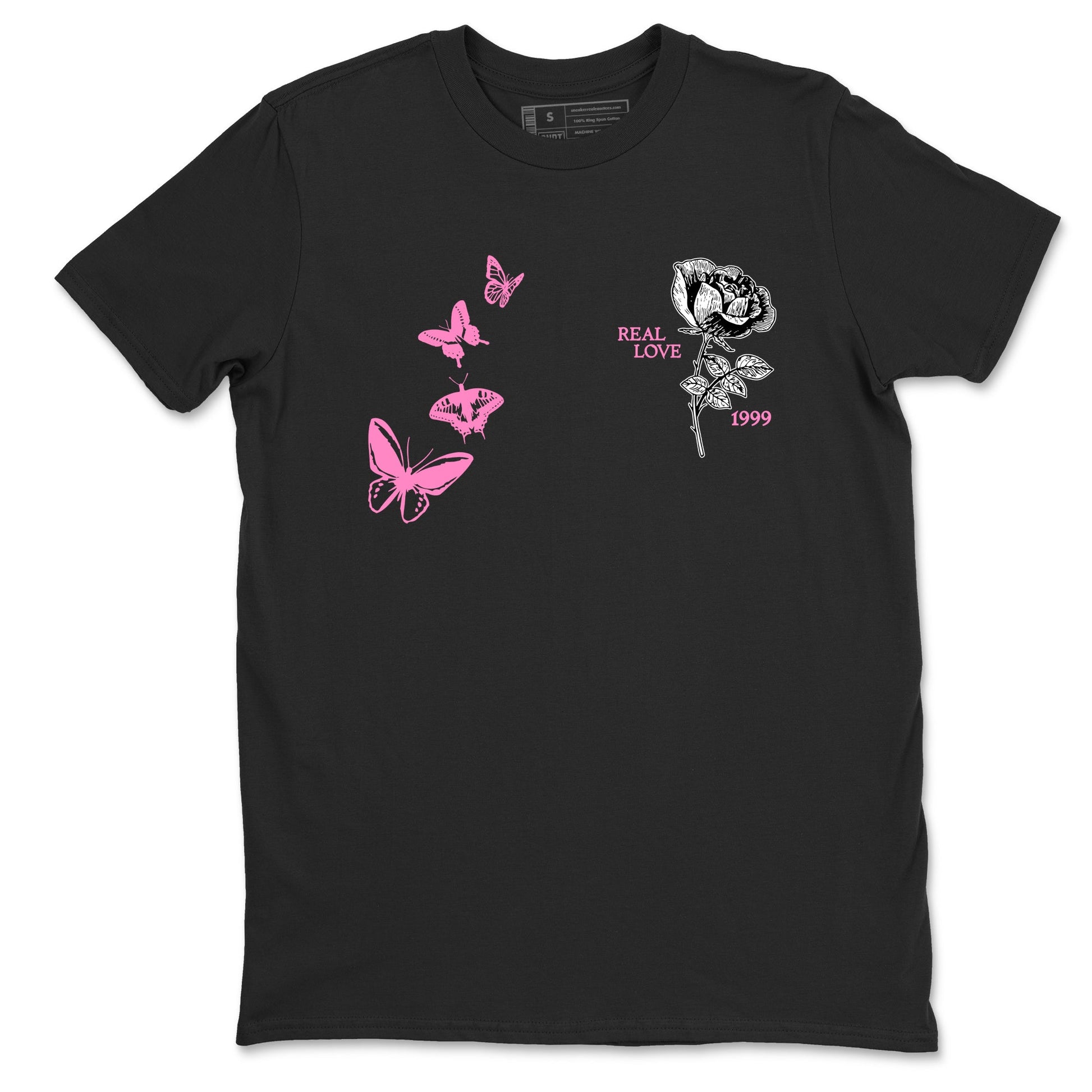 Sneaker match tees – Sneaker Tees To Match Air Jordan 4 Pink Thunder Shoes – Real Love Tee Black 2
