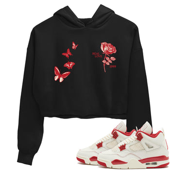 Sneaker match tees – Sneaker Tees To Match Air Jordan 4 Valentines Day Shoes – Real Love Crop T-Shirt Black 1