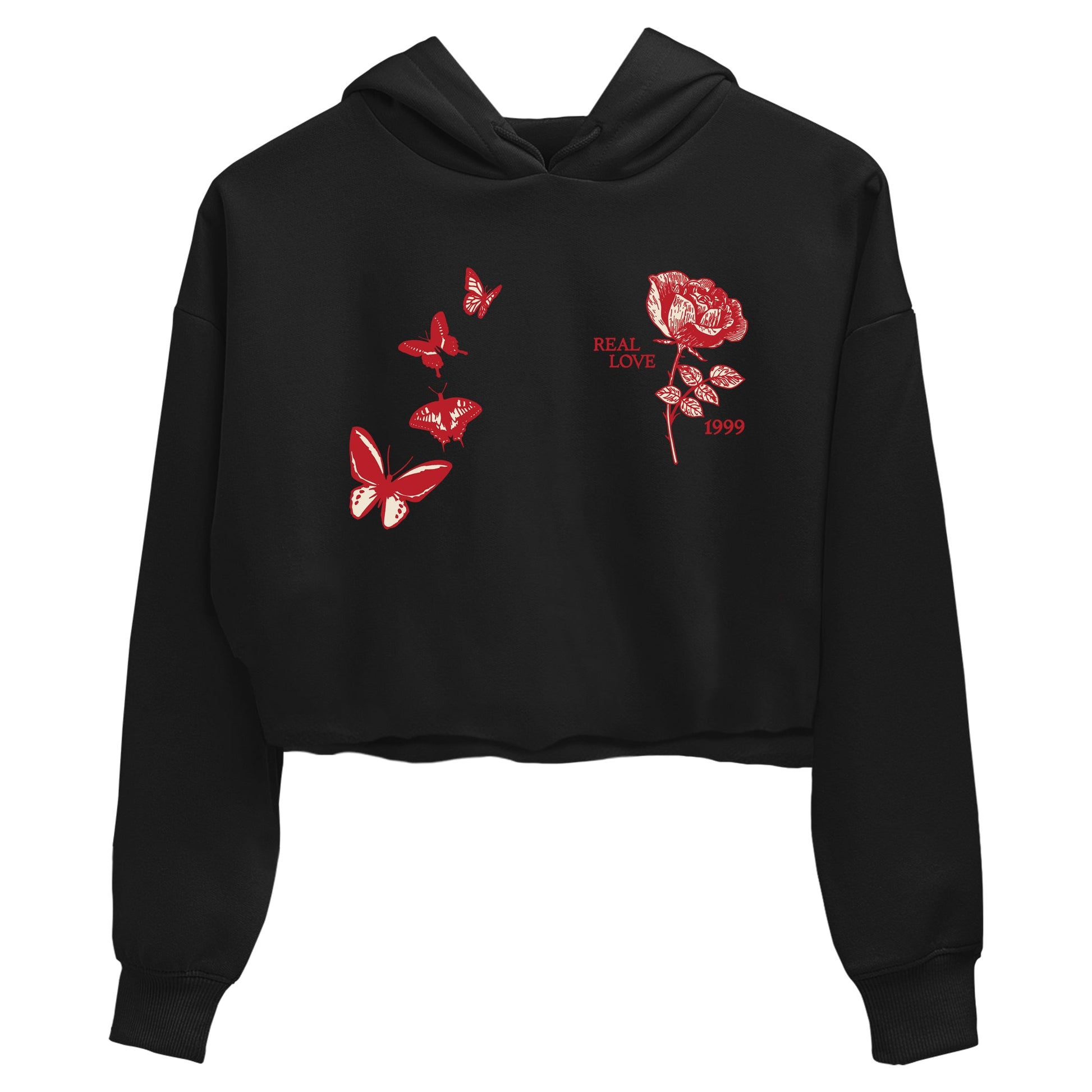 Sneaker match tees – Sneaker Tees To Match Air Jordan 4 Valentines Day Shoes – Real Love Crop T-Shirt Black 2