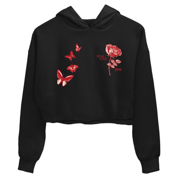 Sneaker match tees – Sneaker Tees To Match Air Jordan 4 Valentines Day Shoes – Real Love Crop T-Shirt Black 2