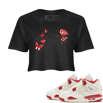 Sneaker match tees – Sneaker Tees To Match Air Jordan 4 Valentines Day Shoes – Real Love Crop T-Shirt Black 1