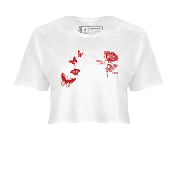 Sneaker match tees – Sneaker Tees To Match Air Jordan 4 Valentines Day Shoes – Real Love Crop T-Shirt White 2