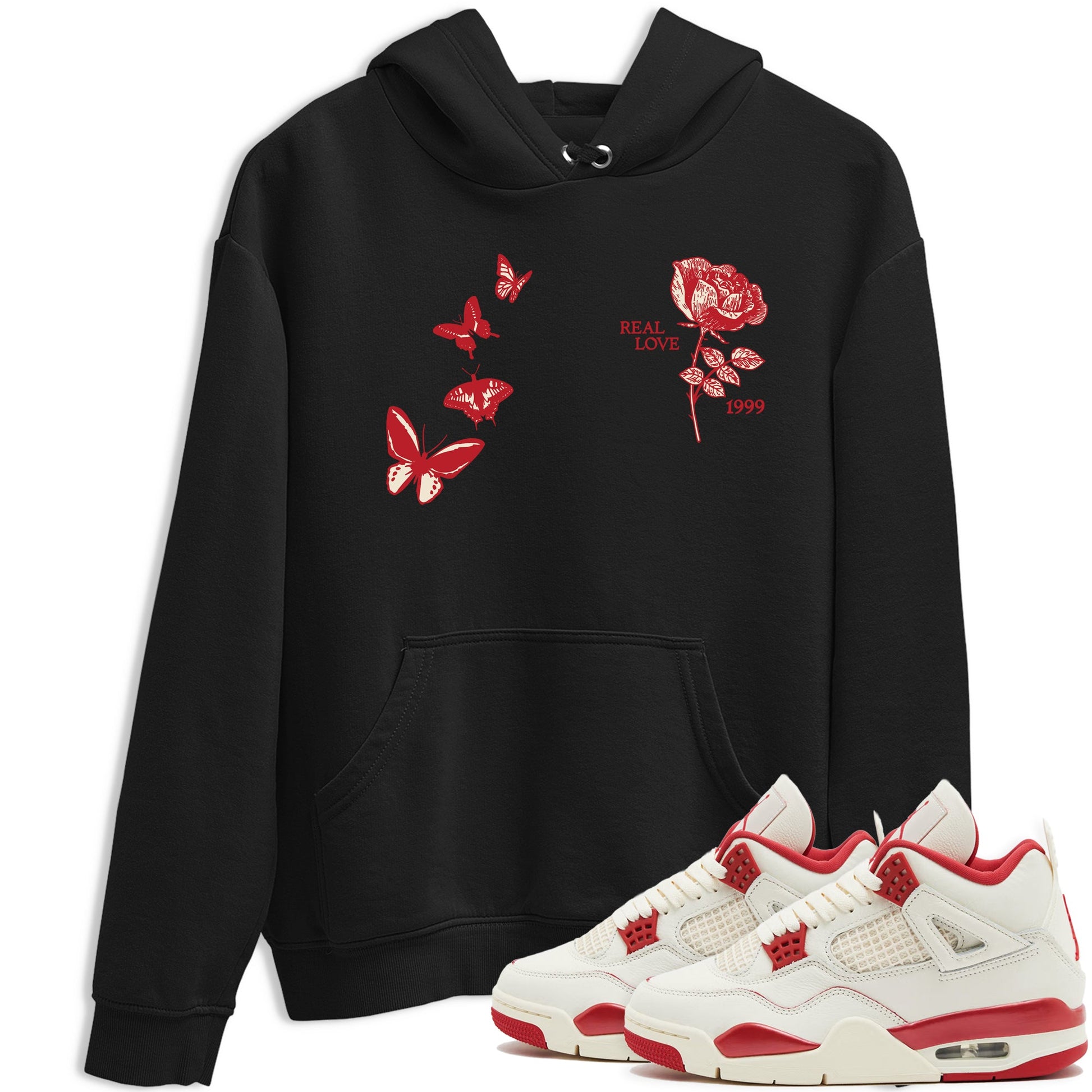 Sneaker match tees – Sneaker Tees To Match Air Jordan 4 Valentines Day Shoes – Real Love Tee Black 1