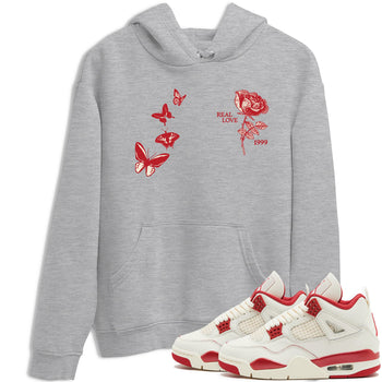 Sneaker match tees – Sneaker Tees To Match Air Jordan 4 Valentines Day Shoes – Real Love Tee Heather Grey 1