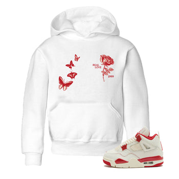 Sneaker match tees – Sneaker Tees To Match Air Jordan 4 Valentines Day Shoes – Real Love Kids T-Shirt White 1