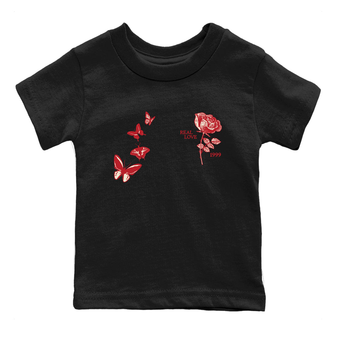 Sneaker match tees – Sneaker Tees To Match Air Jordan 4 Valentines Day Shoes – Real Love Kids T-Shirt Black 2