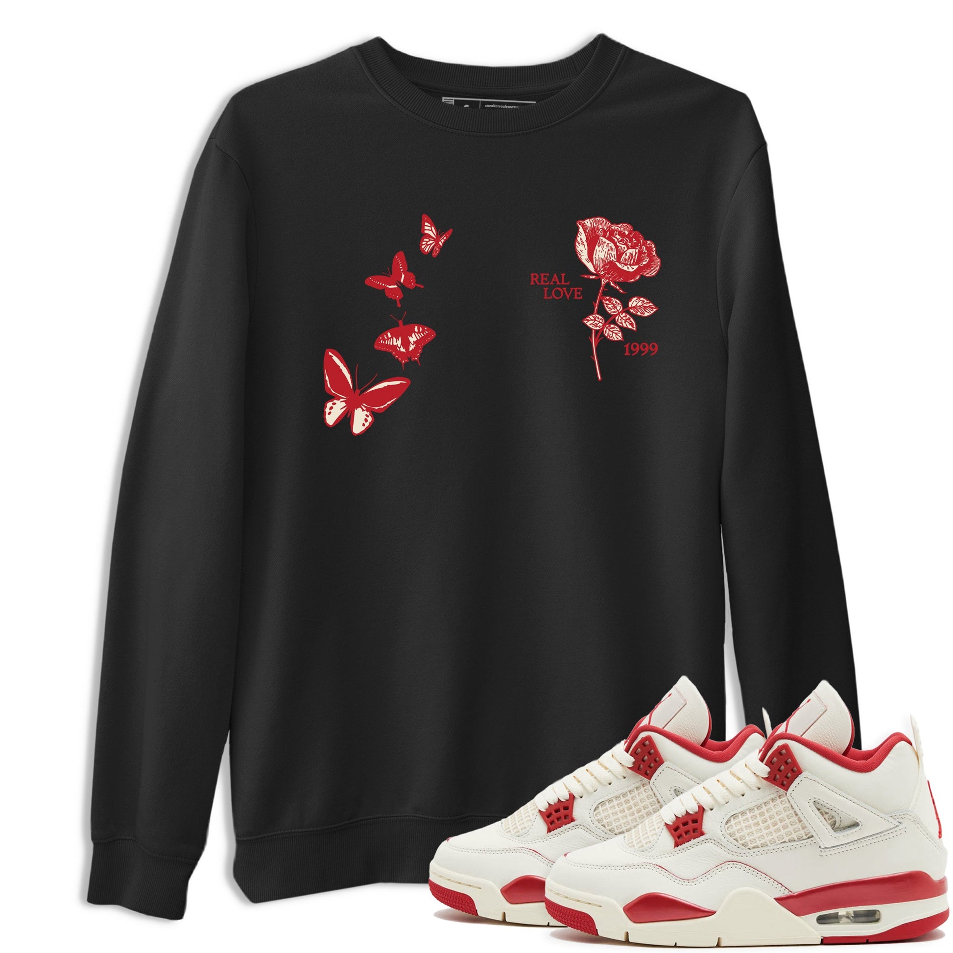 Sneaker match tees – Sneaker Tees To Match Air Jordan 4 Valentines Day Shoes – Real Love Tee Black 1