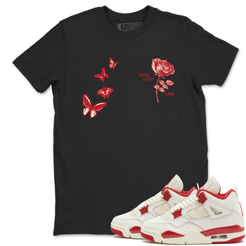 Sneaker match tees – Sneaker Tees To Match Air Jordan 4 Valentines Day Shoes – Real Love Tee Black 1