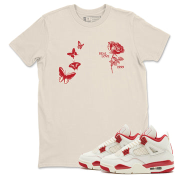 Sneaker match tees – Sneaker Tees To Match Air Jordan 4 Valentines Day Shoes – Real Love Tee Natural 1