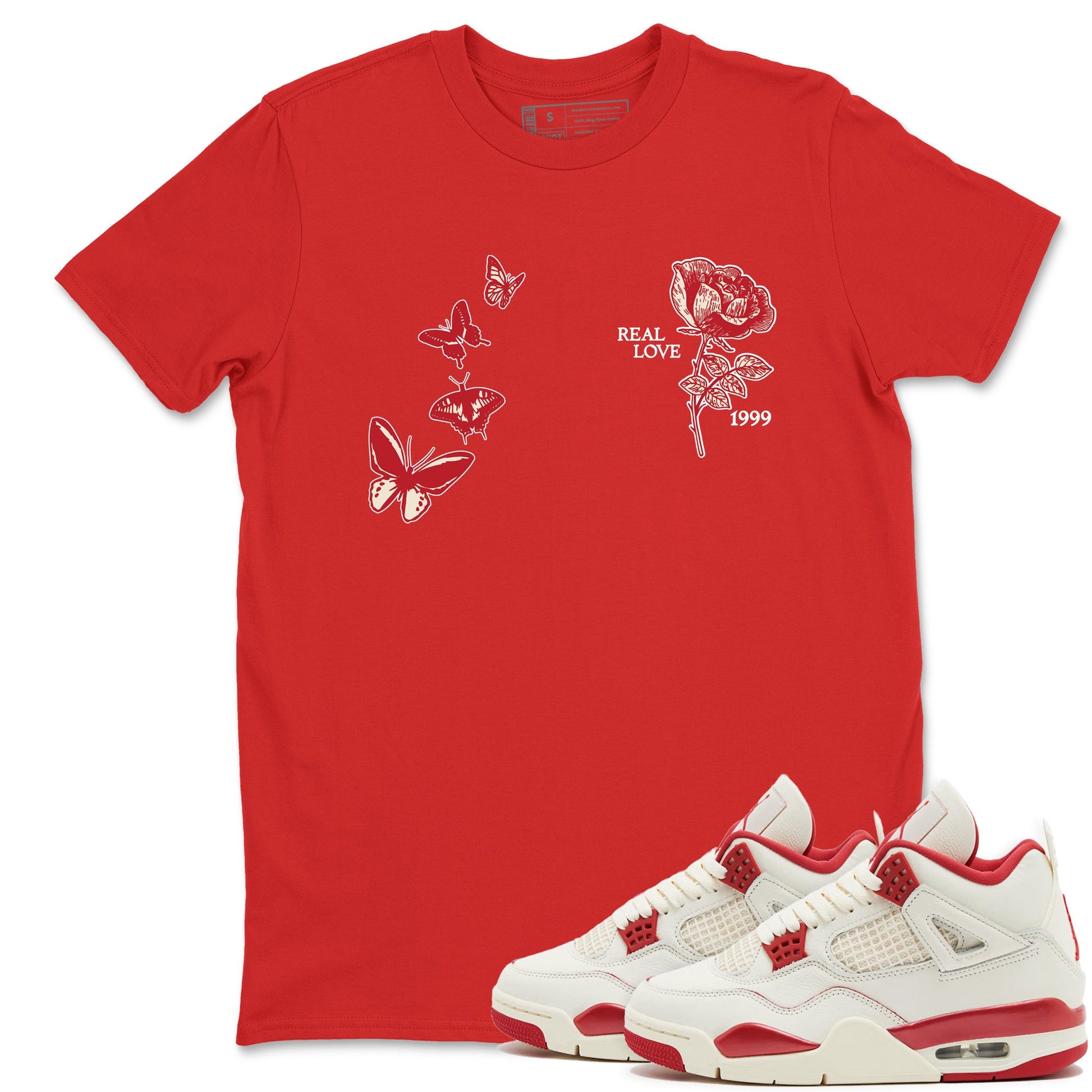 Sneaker match tees – Sneaker Tees To Match Air Jordan 4 Valentines Day Shoes – Real Love Tee Red 1