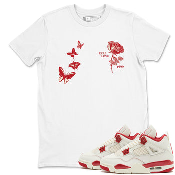 Sneaker match tees – Sneaker Tees To Match Air Jordan 4 Valentines Day Shoes – Real Love Tee White 1