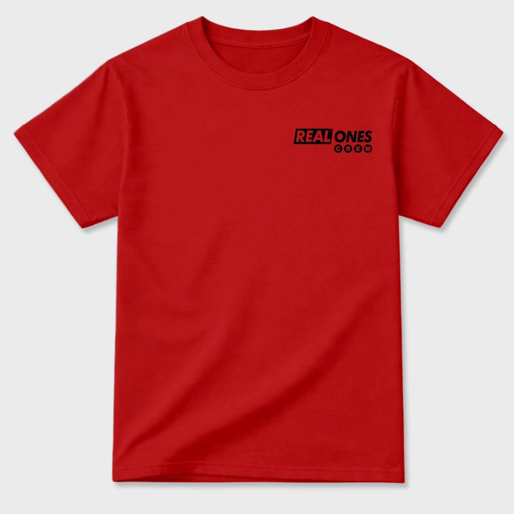 Real Ones Crew sneaker match t-shirt styled to complete your fit with the 12s Bloodline, shown in Red.