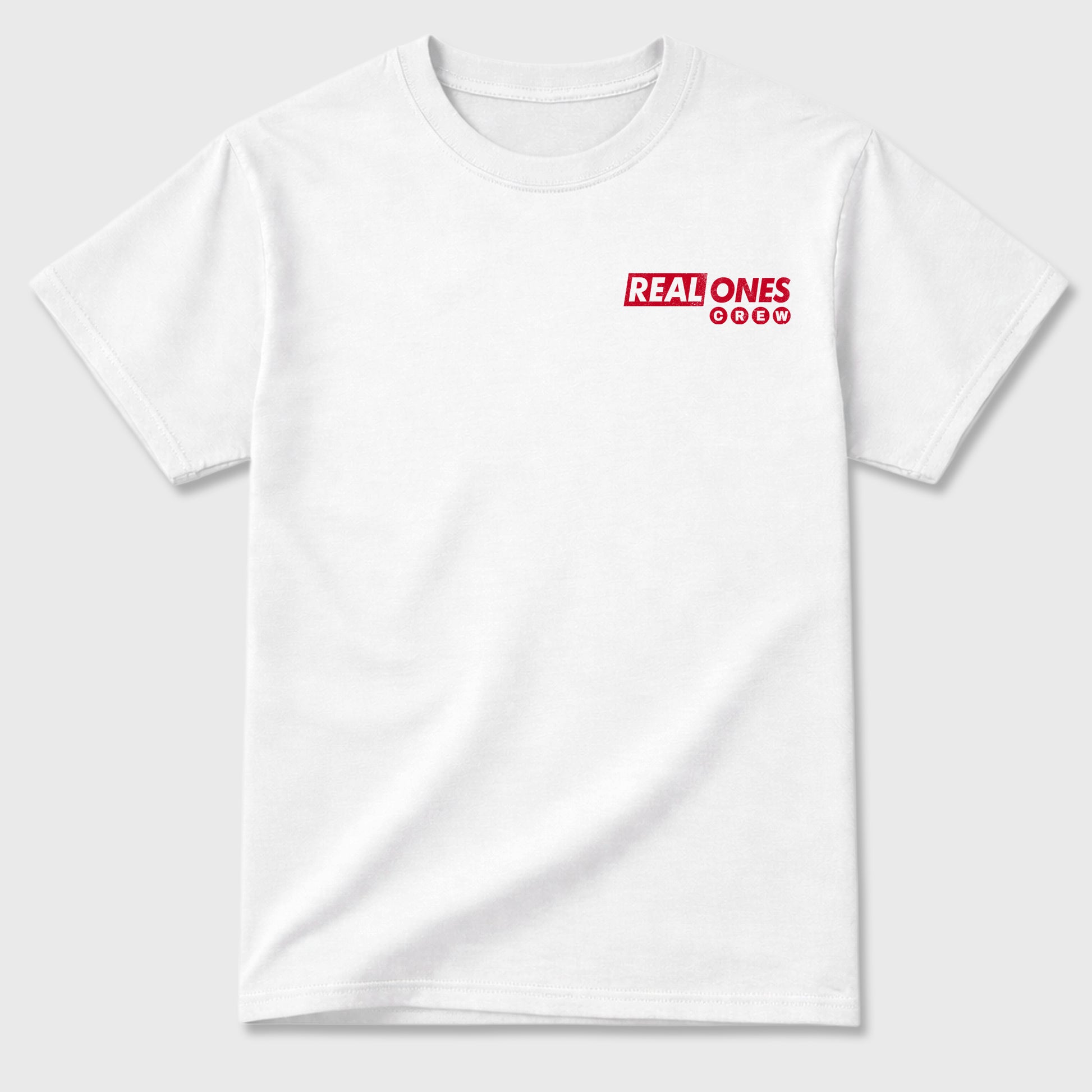 Real Ones Crew sneaker match t-shirt styled to complete your fit with the 12s Bloodline, shown in White.