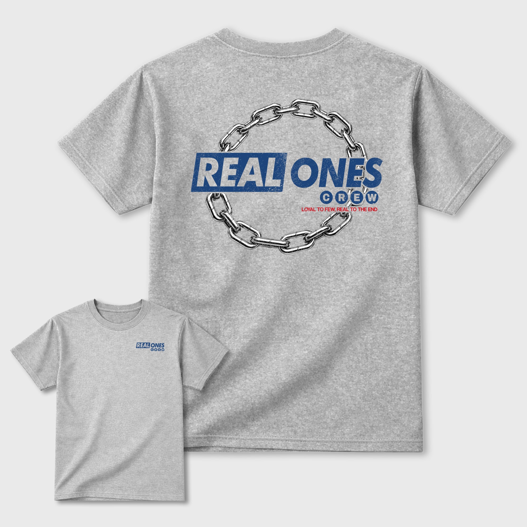 Real Ones Crew Graphic T-Shirt featuring original streetwear artwork designed to match the . Heather Grey Graphic T-Shirt.