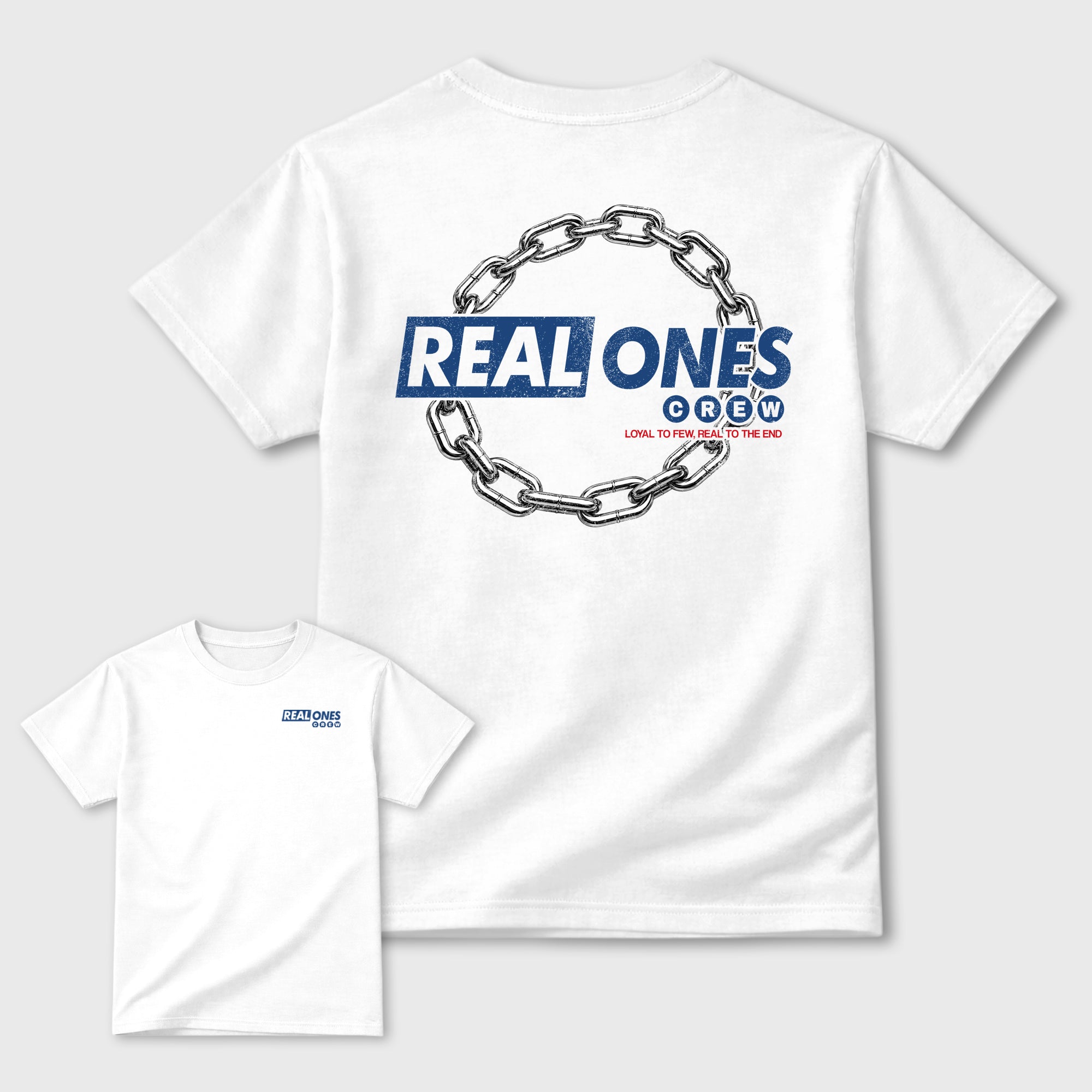 Real Ones Crew Graphic T-Shirt featuring original streetwear artwork designed to match the . White Graphic T-Shirt.