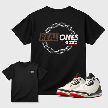 Real Ones Crew sneaker match t-shirt styled to complete your fit with the 3s World's Best Dad, shown in Black.