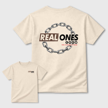 Real Ones Crew sneaker match t-shirt styled to complete your fit with the 3s World's Best Dad, shown in Natural.