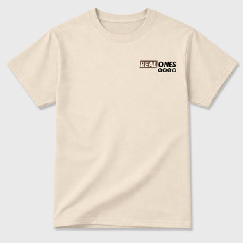 Real Ones Crew sneaker match t-shirt styled to complete your fit with the 3s World's Best Dad, shown in Natural.