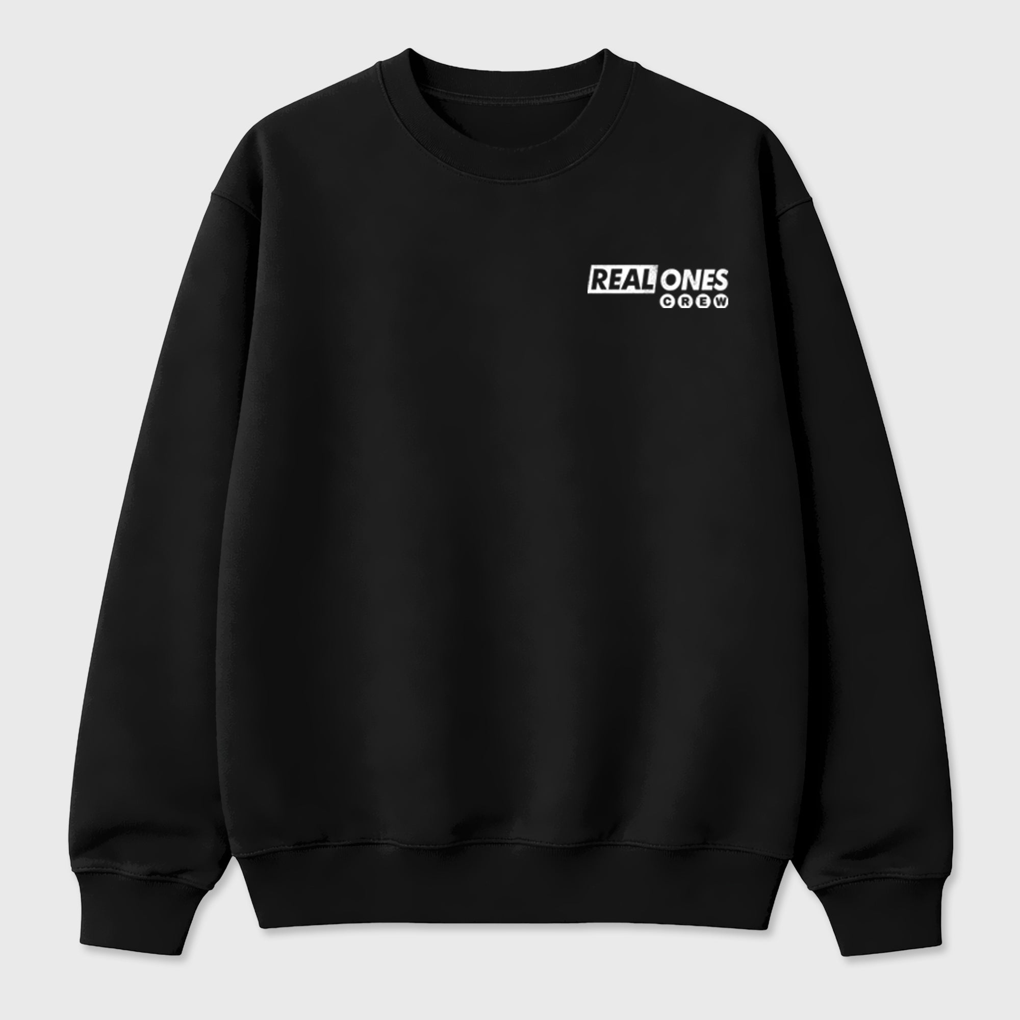 Real Ones Crew Graphic T-Shirt featuring original streetwear artwork designed to complement the black, graphite, and silver-grey tones of the Air Jordan 8 Chrome. Black Graphic Tee.