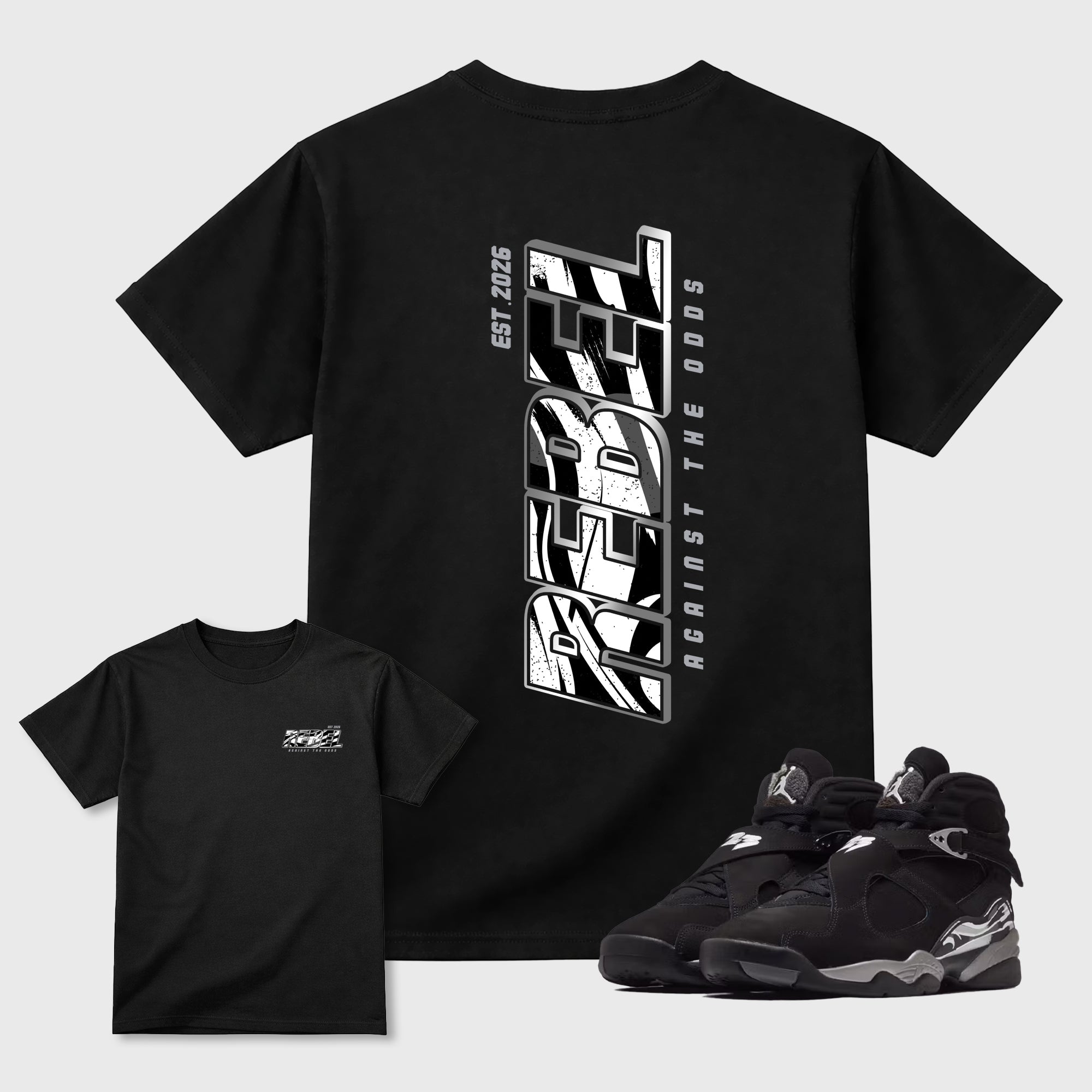 Rebel Graphic T-Shirt featuring original streetwear artwork designed to match the . Black Graphic T-Shirt.
