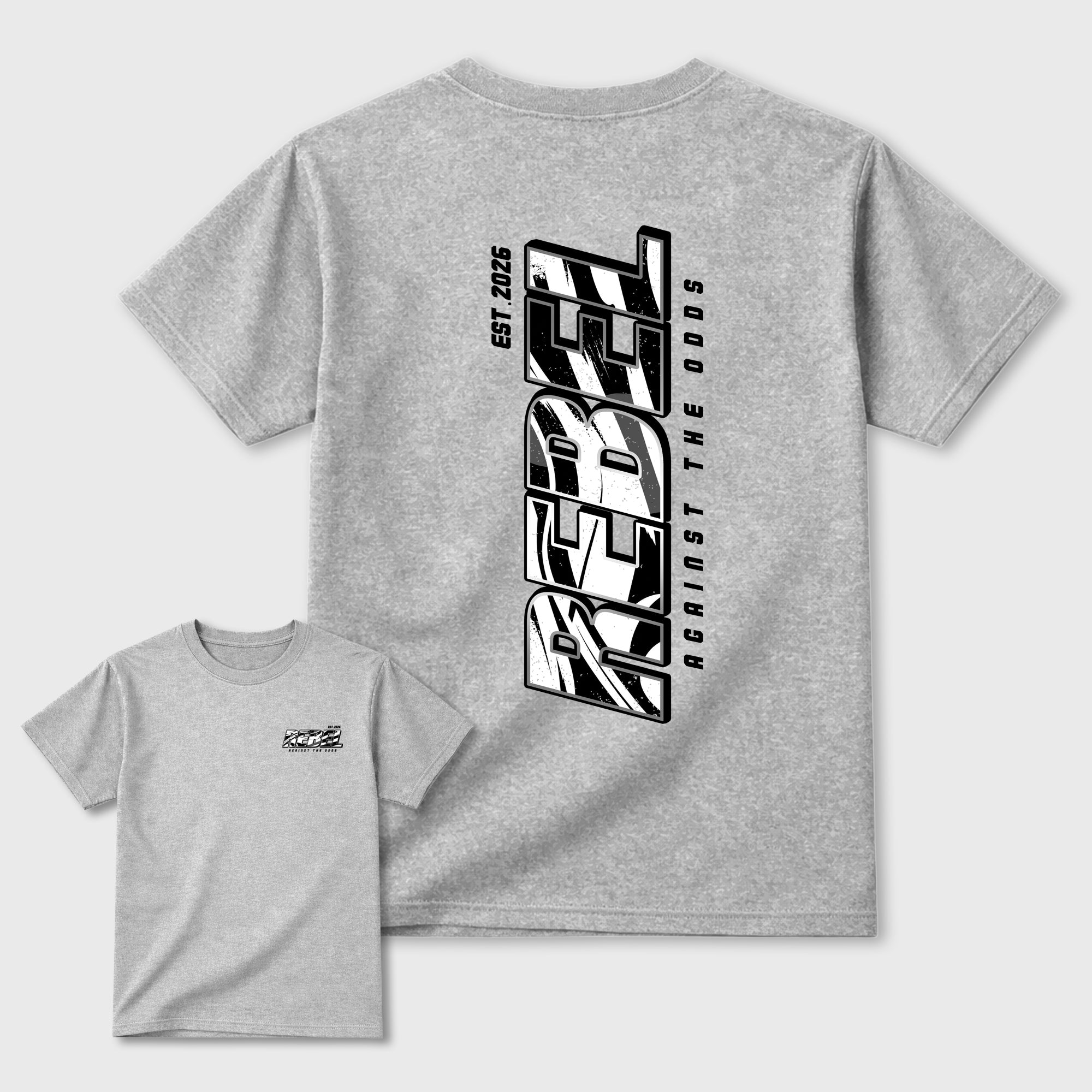 Rebel Graphic T-Shirt featuring original streetwear artwork designed to match the . Heather Grey Graphic T-Shirt.