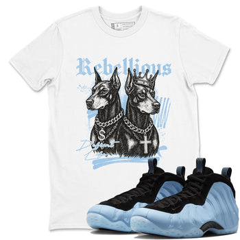 Rebellious sneaker match t-shirt styled to complete your fit with the Air Foamposite One Psychic Blue sneakers, shown in White 1.