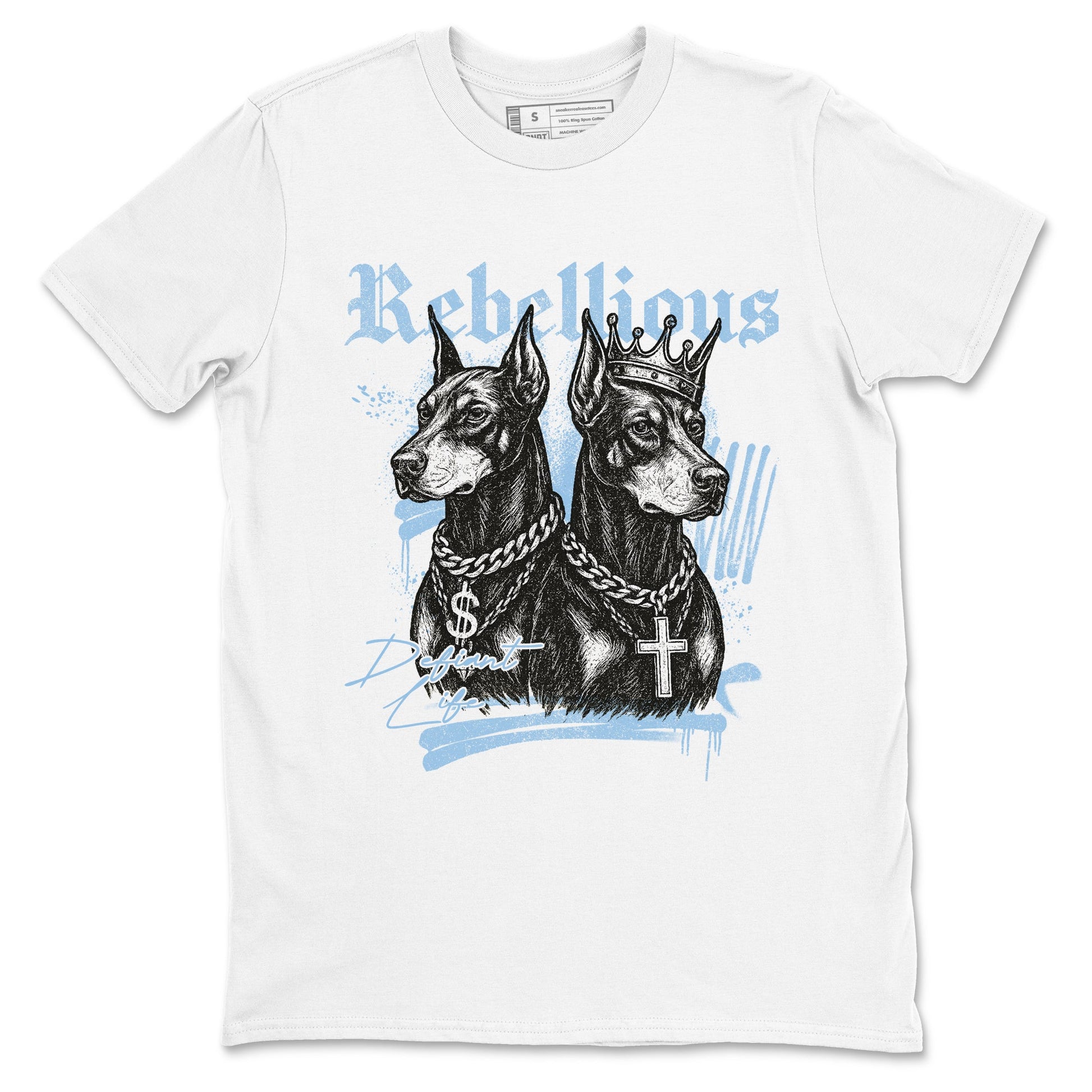 Rebellious sneaker match t-shirt styled to complete your fit with the Air Foamposite One Psychic Blue sneakers, shown in White 2.