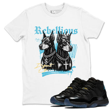 Sneaker Threads – Sneaker Tees To Match Air Jordan 11 Retro Gamma – Rebellious Graphic Tee White 1. Perfect for Jordan releases 2025 colorways.