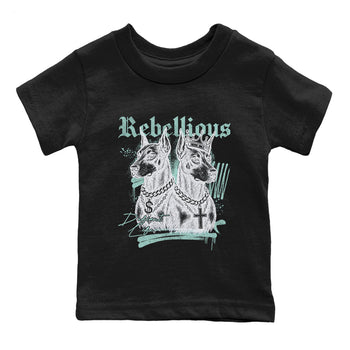 Rebellious baby and kids t-shirt crafted for little sneakerheads to shine with the Air Jordan 11 Igloo sneakers, displayed in Black 2.