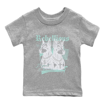 Rebellious baby and kids t-shirt crafted for little sneakerheads to shine with the Air Jordan 11 Igloo sneakers, displayed in Heather Grey 2.