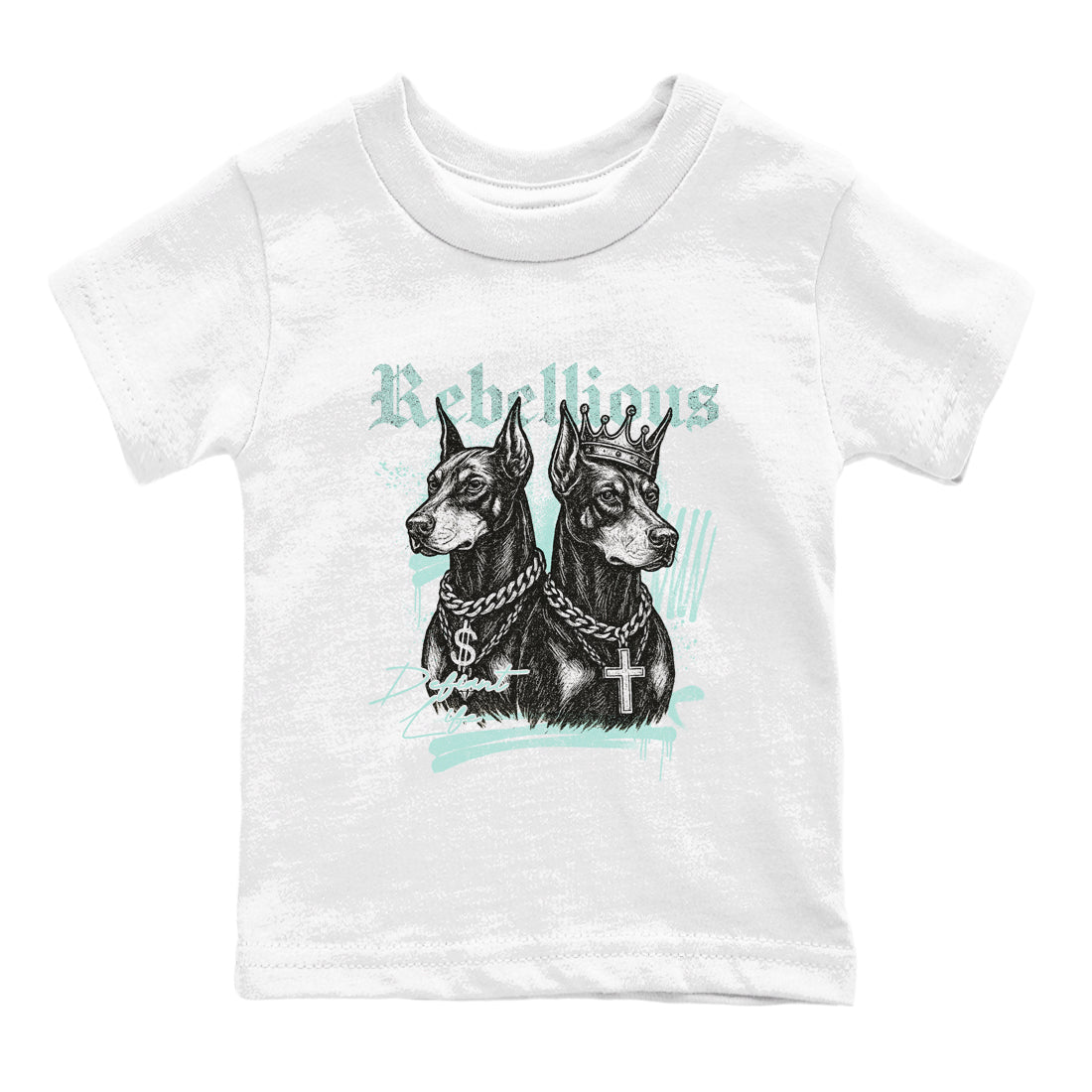 Rebellious baby and kids t-shirt crafted for little sneakerheads to shine with the Air Jordan 11 Igloo sneakers, displayed in White 2.