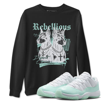 Rebellious sneaker match t-shirt styled to complete your fit with the Air Jordan 11 Igloo sneakers, shown in Black 1.