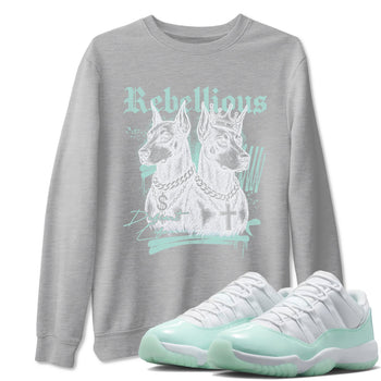 Rebellious sneaker match t-shirt styled to complete your fit with the Air Jordan 11 Igloo sneakers, shown in Heather Grey 1.