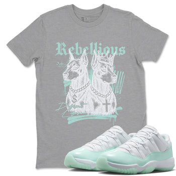 Rebellious sneaker match t-shirt styled to complete your fit with the Air Jordan 11 Igloo sneakers, shown in Heather Grey 1.