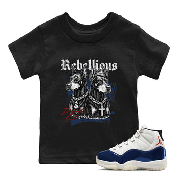 Sneaker match tees – Sneaker Tees To Match Air Jordan 11 Rare Air Shoes – Rebellious Kids T-Shirt Black 1