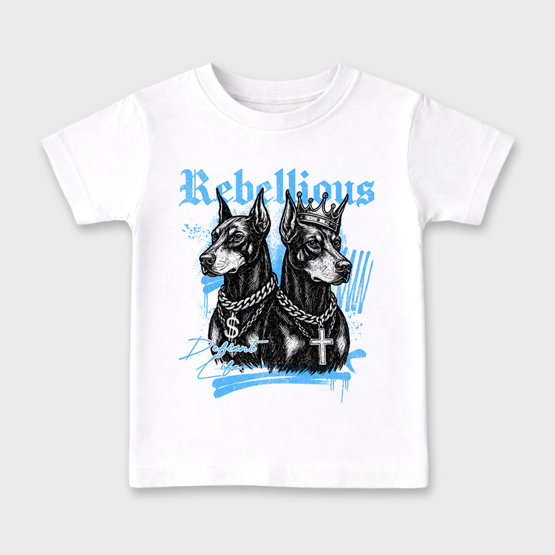 Sneaker match tees – Sneaker Tees To Match Air Jordan 14 University Blue Shoes – Rebellious Kids T-Shirt White 2
