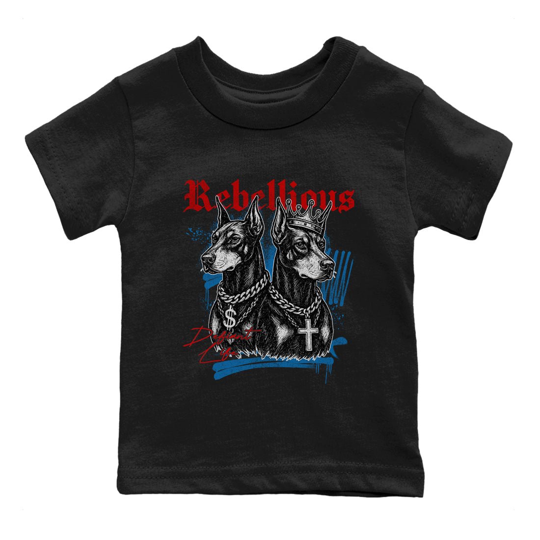 Rebellious baby and kids t-shirt crafted for little sneakerheads to shine with the Air Jordan 3 Rare Air sneakers, displayed in Black 2.
