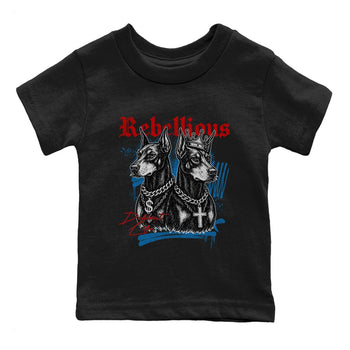 Rebellious baby and kids t-shirt crafted for little sneakerheads to shine with the Air Jordan 3 Rare Air sneakers, displayed in Black 2.